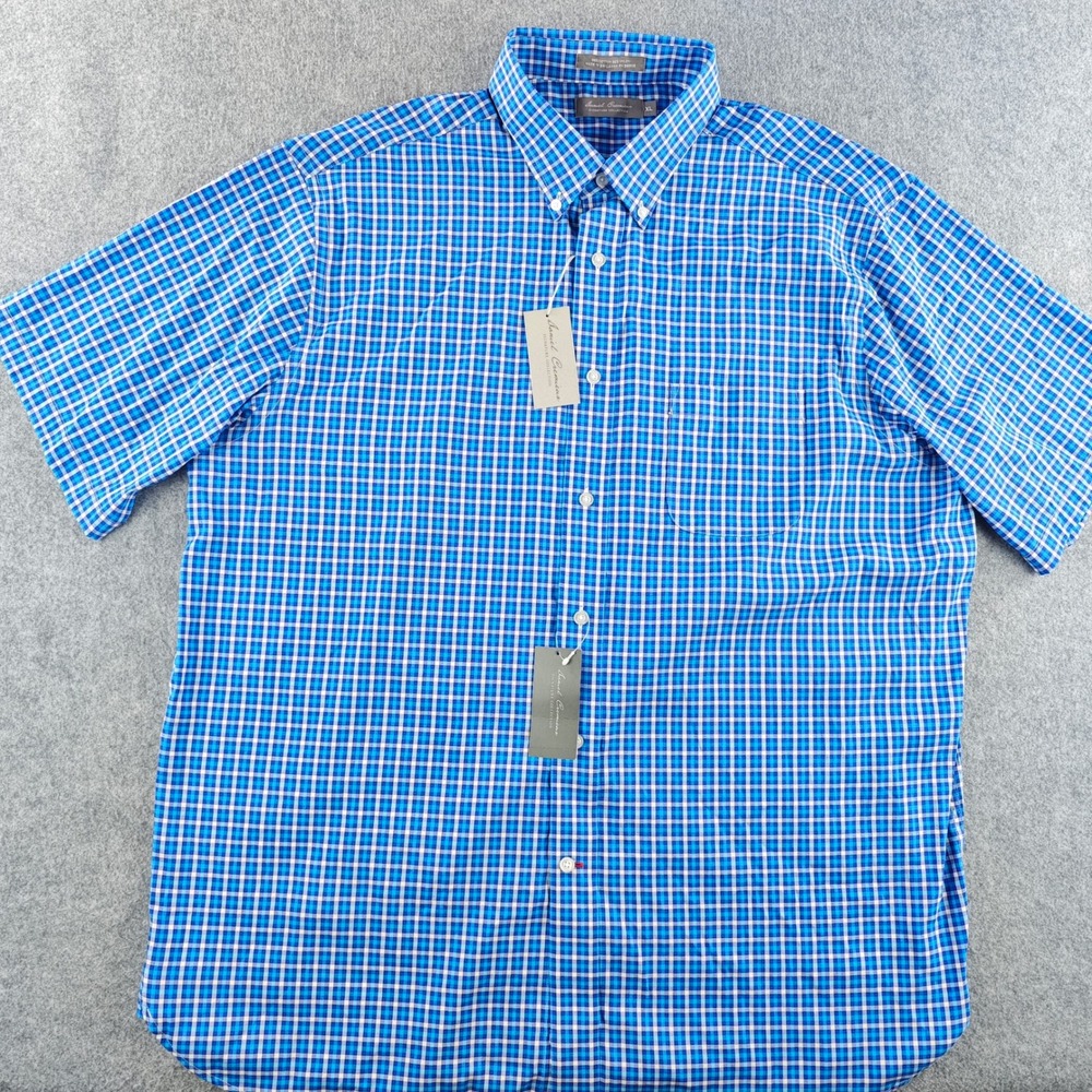 Daniel Cremieux Signature Collection Button Down Shirt Mens XL Blue Plaid NWT